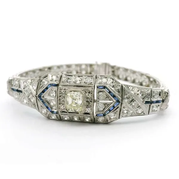 Platinum Diamond and Sapphire Bracelet Jaymark Jewelers Cold Spring, NY