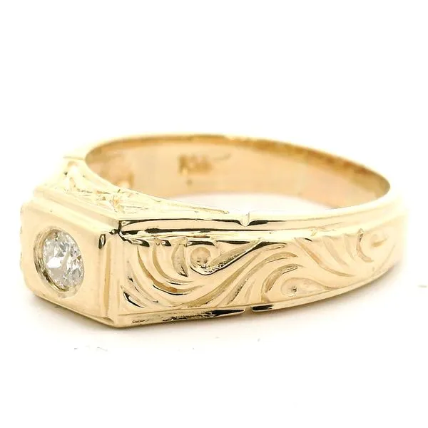 14K Yellow Gold Diamond Men's Ring Image 2 Jaymark Jewelers Cold Spring, NY