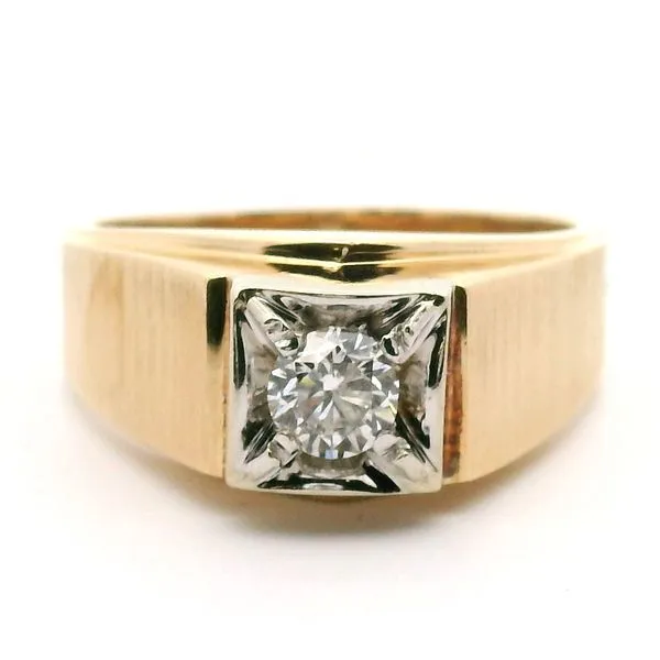 14K Two Tone Men's Solitaire Ring Jaymark Jewelers Cold Spring, NY