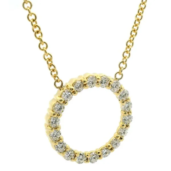 18K Yellow Gold Diamond Circle Necklace Image 2 Jaymark Jewelers Cold Spring, NY