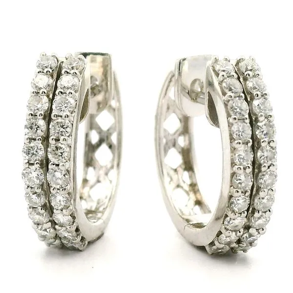 18K White Gold Diamond Hoop Earrings Jaymark Jewelers Cold Spring, NY