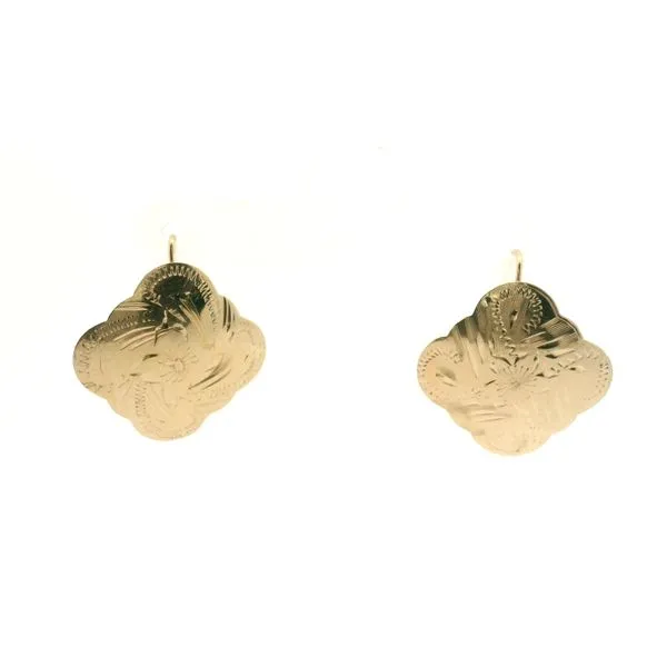 14K Yellow Gold Square Shield Earrings Jaymark Jewelers Cold Spring, NY
