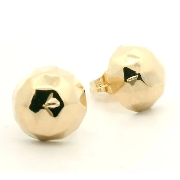 14K Yellow Gold Faceted Stud Earrings Image 2 Jaymark Jewelers Cold Spring, NY