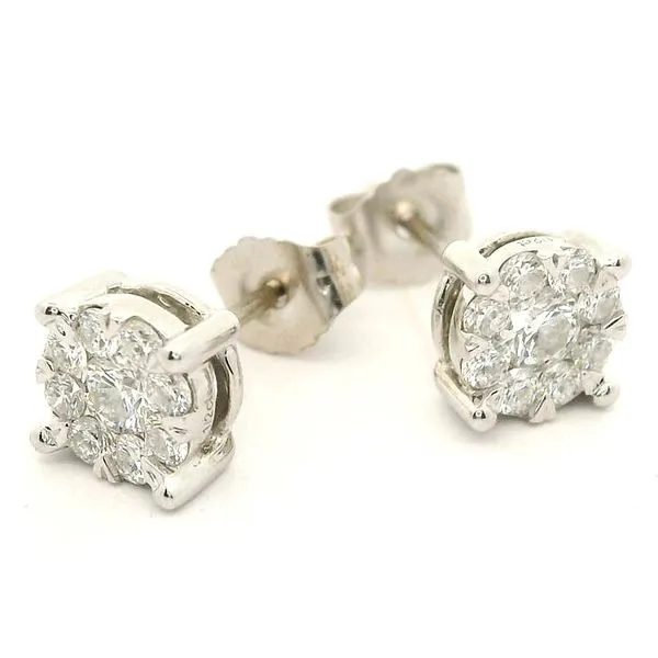14K White Gold Cluster Stud Earrings Jaymark Jewelers Cold Spring, NY