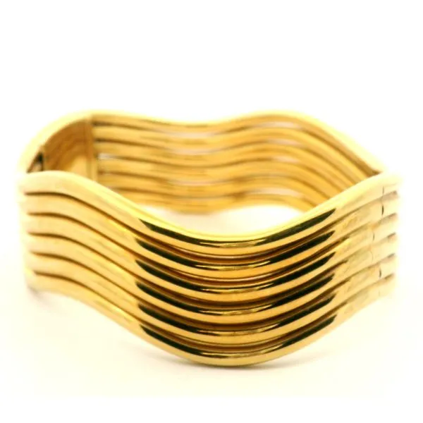 18K Yellow Gold Wave Bangle Image 2 Jaymark Jewelers Cold Spring, NY