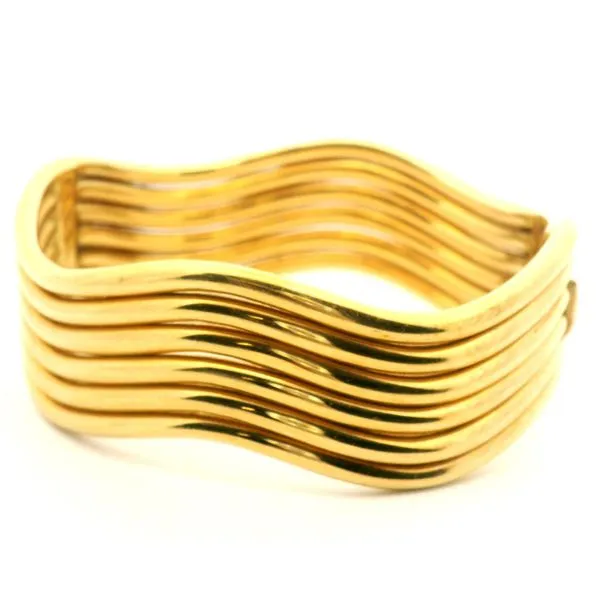 18K Yellow Gold Wave Bangle Image 3 Jaymark Jewelers Cold Spring, NY