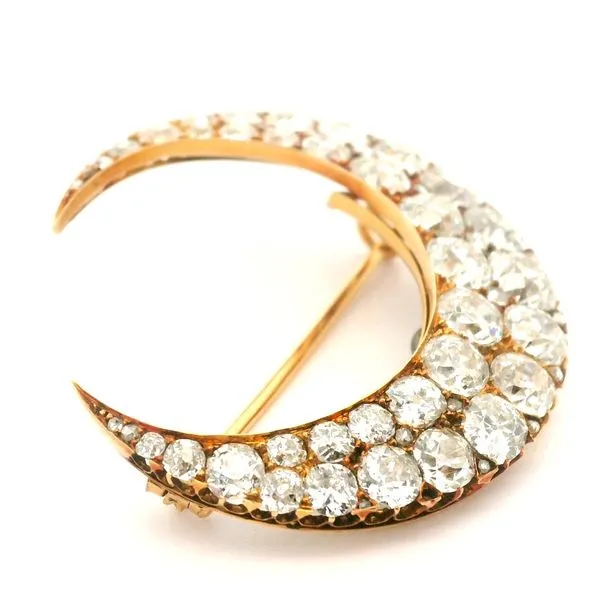 14K Yellow Gold Diamond Crescent Pin Image 2 Jaymark Jewelers Cold Spring, NY