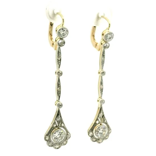 14K Two Tone Diamond Dangling Earrings Image 2 Jaymark Jewelers Cold Spring, NY