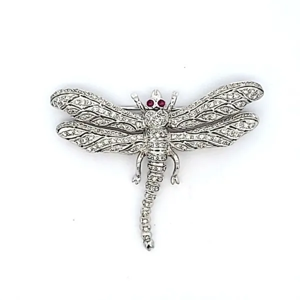 18K White Gold Dragonfly Pin Jaymark Jewelers Cold Spring, NY