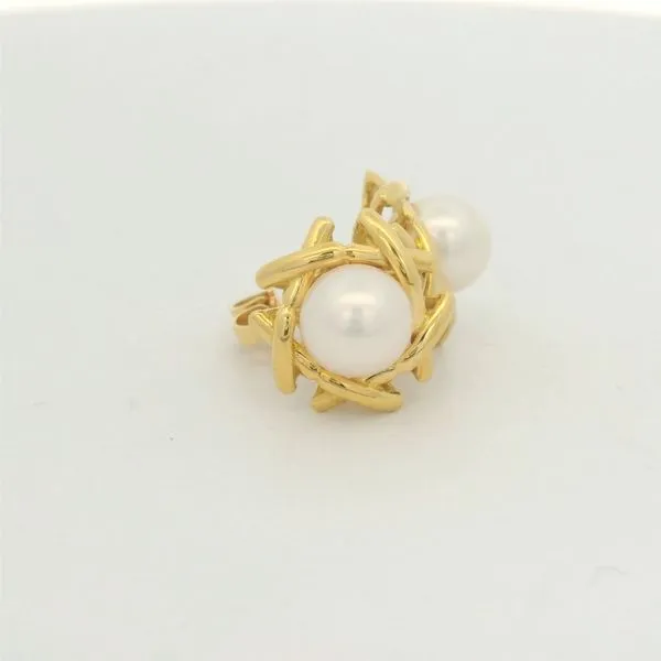 18K Yellow Gold Estate Tiffany and Co. Pearl Earrings Image 2 Jaymark Jewelers Cold Spring, NY