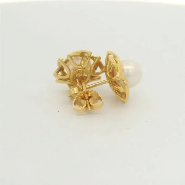 18K Yellow Gold Estate Tiffany and Co. Pearl Earrings Image 3 Jaymark Jewelers Cold Spring, NY