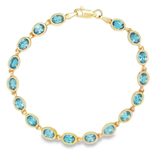 14K Yellow Gold Swiss Blue Topaz Bracelet Jaymark Jewelers Cold Spring, NY