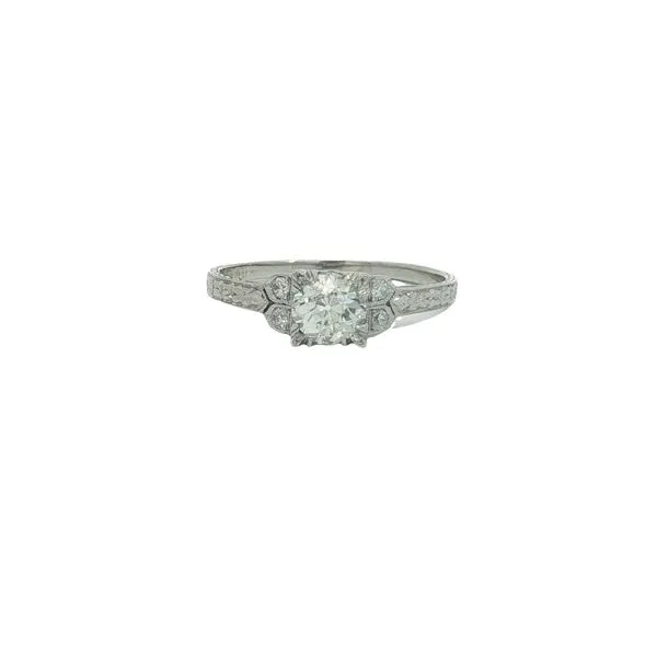 Platinum and Diamond Engraved Engagement Ring Jaymark Jewelers Cold Spring, NY