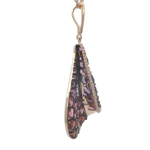 14K Rose Gold Pink Tourmaline,Garnet,Amethyst and Diamond Necklace Image 5 Jaymark Jewelers Cold Spring, NY