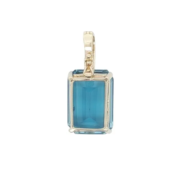 14K Yellow Gold Blue Topaz Pendant Enhancer Image 2 Jaymark Jewelers Cold Spring, NY