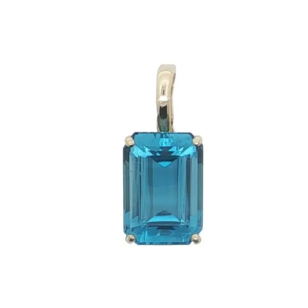 14K Yellow Gold Blue Topaz Pendant Enhancer Jaymark Jewelers Cold Spring, NY