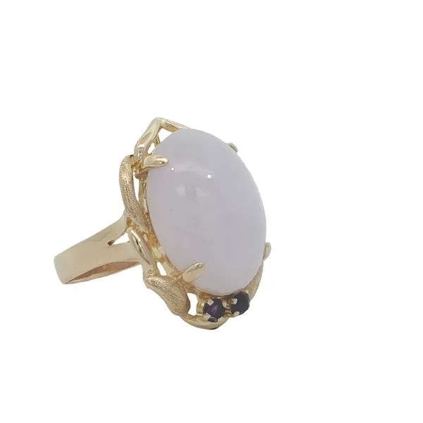 14K Yellow Gold Lavender Jade and Amethyst Ring Image 2 Jaymark Jewelers Cold Spring, NY