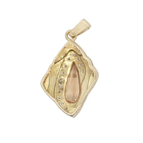 14K Yellow Gold Imperial Topaz and Diamond Pendant Image 2 Jaymark Jewelers Cold Spring, NY