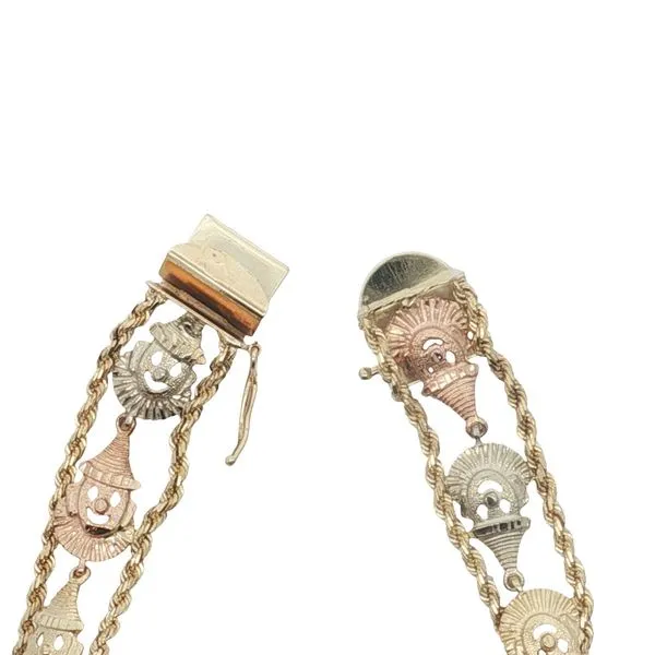 14K Tri Color Clown and Rope Bracelet Image 2 Jaymark Jewelers Cold Spring, NY