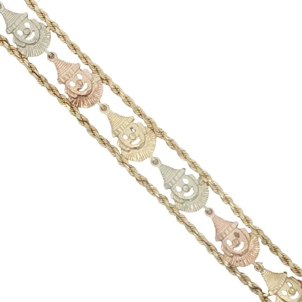 14K Tri Color Clown and Rope Bracelet Jaymark Jewelers Cold Spring, NY