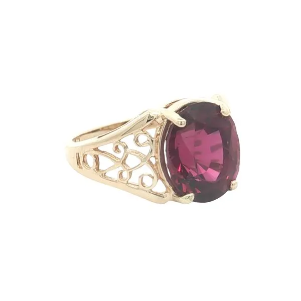 14K Yellow Gold Oval Garnet Ring Image 2 Jaymark Jewelers Cold Spring, NY