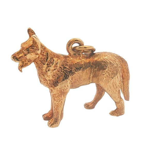 14K Yellow Gold German Shepherd Charm Image 2 Jaymark Jewelers Cold Spring, NY