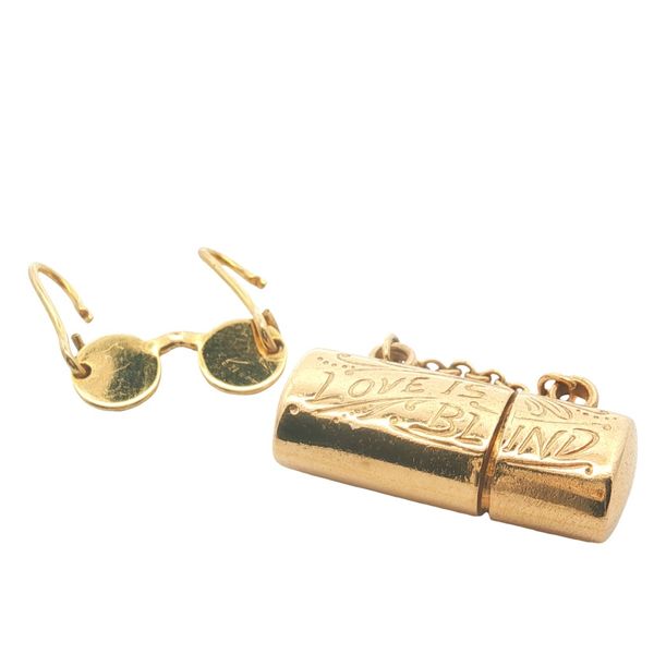 14K Yellow Gold Glasses and Case Charm Jaymark Jewelers Cold Spring, NY