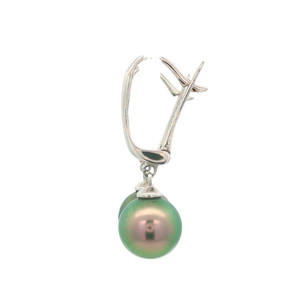 14K White Gold Tahitian Pearl Earrings Image 2 Jaymark Jewelers Cold Spring, NY