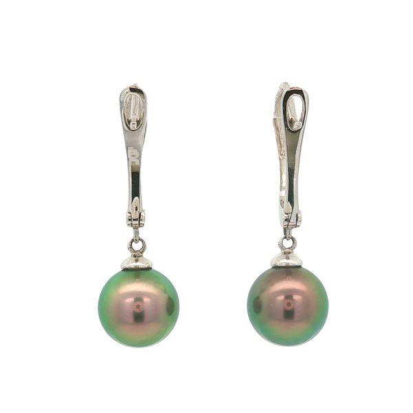 14K White Gold Tahitian Pearl Earrings Image 4 Jaymark Jewelers Cold Spring, NY