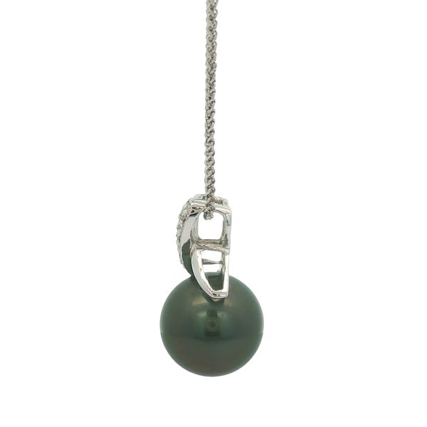 14K White Gold Tahitian Pearl and Diamond Necklace Image 2 Jaymark Jewelers Cold Spring, NY