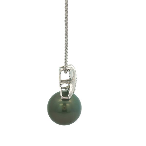 14K White Gold Tahitian Pearl and Diamond Necklace Image 3 Jaymark Jewelers Cold Spring, NY