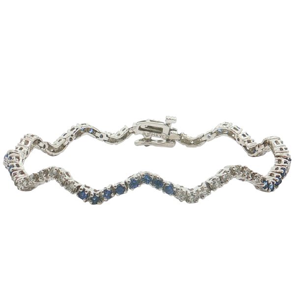 14K White Gold Sapphire and Diamond Bracelet Jaymark Jewelers Cold Spring, NY