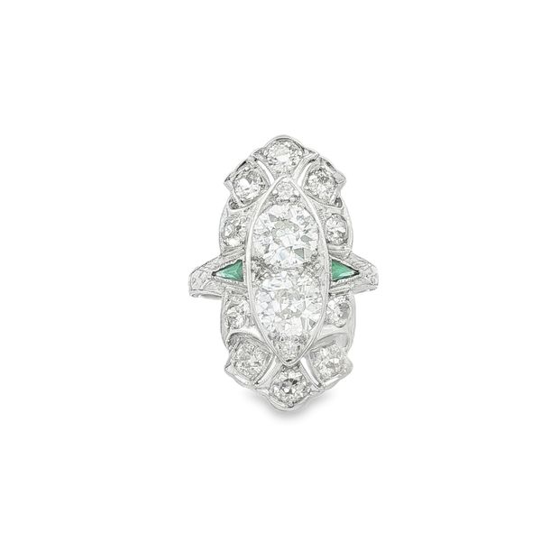 Platinum Diamond and Emerald Ring Jaymark Jewelers Cold Spring, NY