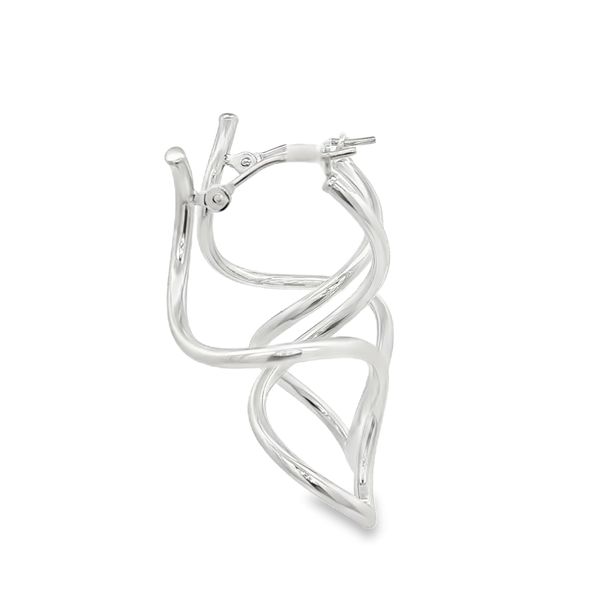 14K White Gold Twisted Hoop Earrings Image 2 Jaymark Jewelers Cold Spring, NY