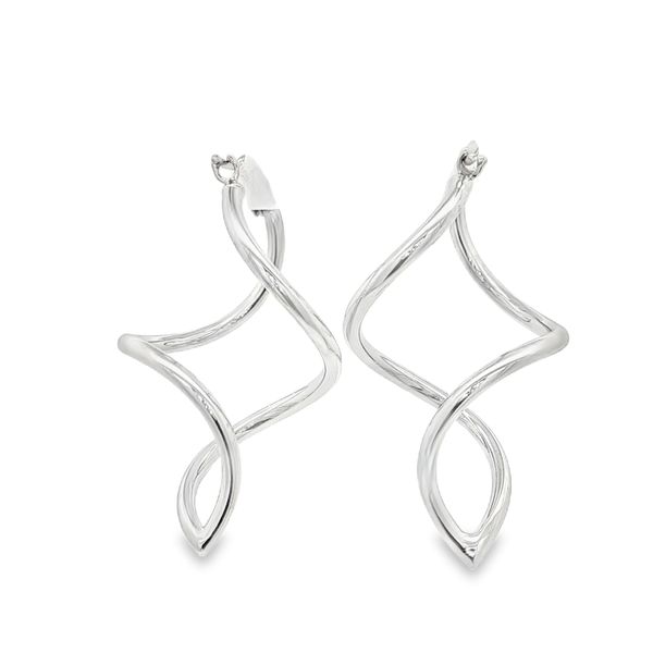 14K White Gold Twisted Hoop Earrings Image 3 Jaymark Jewelers Cold Spring, NY