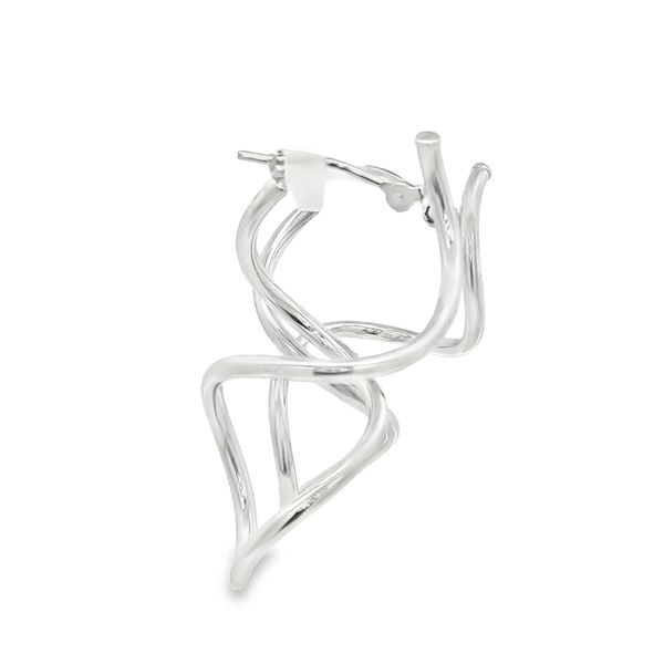 14K White Gold Twisted Hoop Earrings Image 4 Jaymark Jewelers Cold Spring, NY