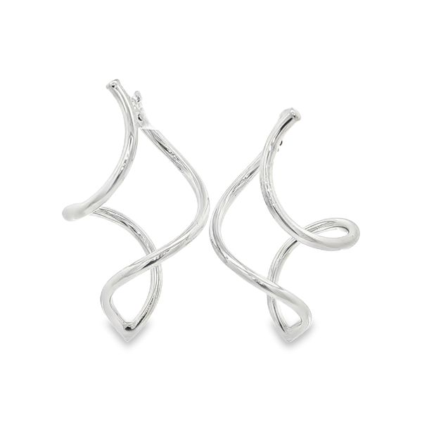 14K White Gold Twisted Hoop Earrings Jaymark Jewelers Cold Spring, NY