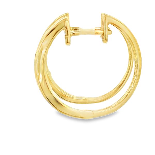 14K Yellow Gold Ruby Hoop Earrings Image 2 Jaymark Jewelers Cold Spring, NY
