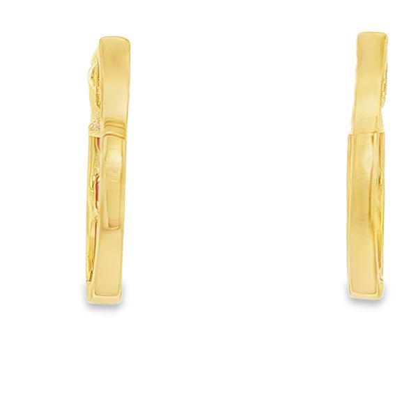 14K Yellow Gold Ruby Hoop Earrings Image 3 Jaymark Jewelers Cold Spring, NY