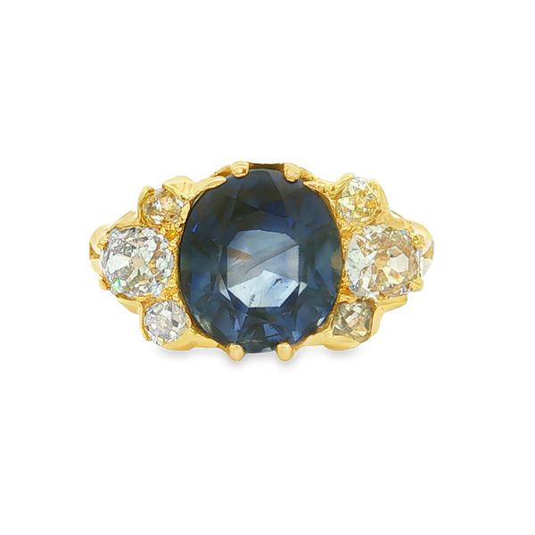 18K Yellow Gold Sapphire and Diamond Ring Image 2 Jaymark Jewelers Cold Spring, NY
