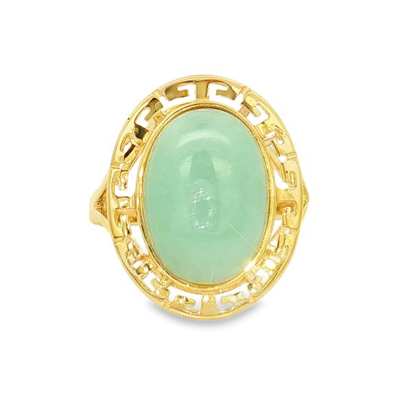 14K Yellow Gold Oval Jade Ring Image 2 Jaymark Jewelers Cold Spring, NY