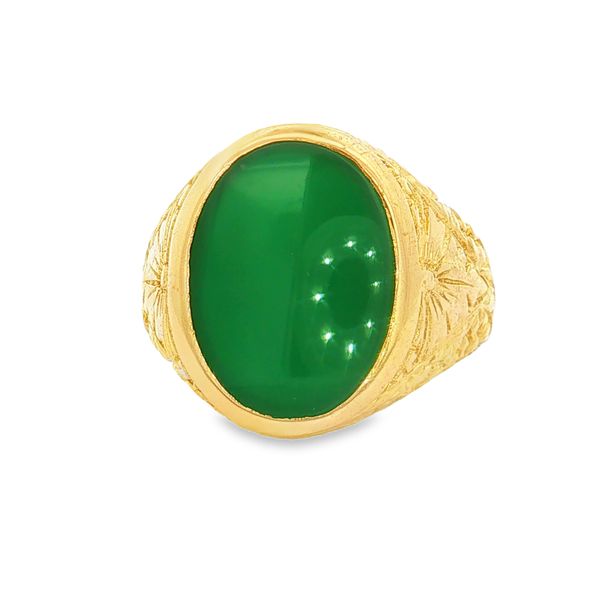 18K Yellow Gold Green Onyx Ring Image 2 Jaymark Jewelers Cold Spring, NY