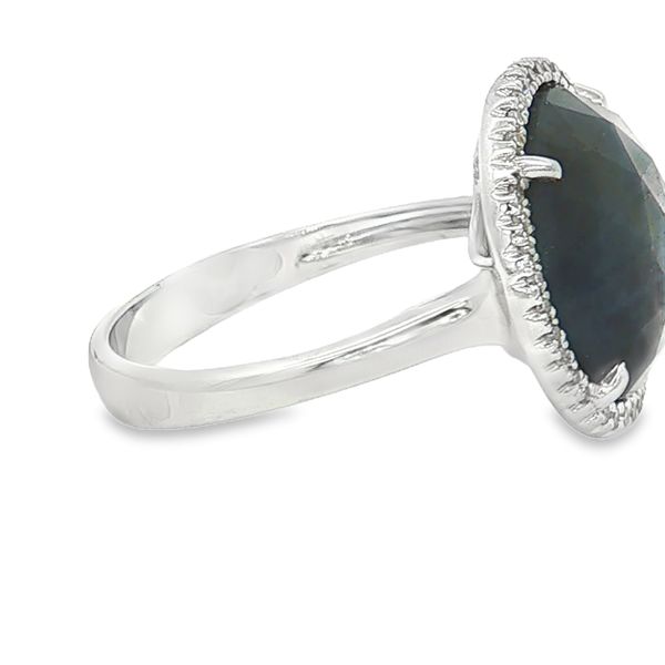14K White Gold Raw Sapphire and Diamond Ring Image 5 Jaymark Jewelers Cold Spring, NY