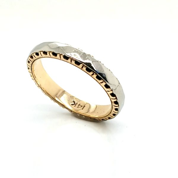 14K Two-Tone Gold Men's Scalloped Wedding Band Jaymark Jewelers Cold Spring, NY