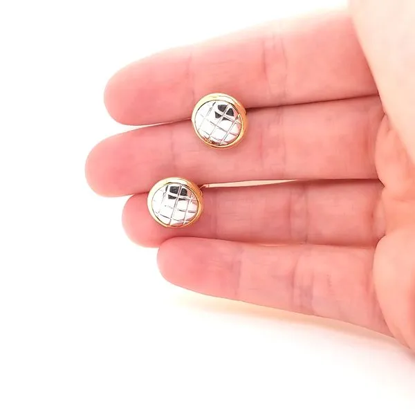 14K Two Tone Gold Button Cufflinks Image 2 Jaymark Jewelers Cold Spring, NY