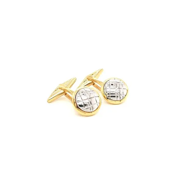 14K Two Tone Gold Button Cufflinks Jaymark Jewelers Cold Spring, NY