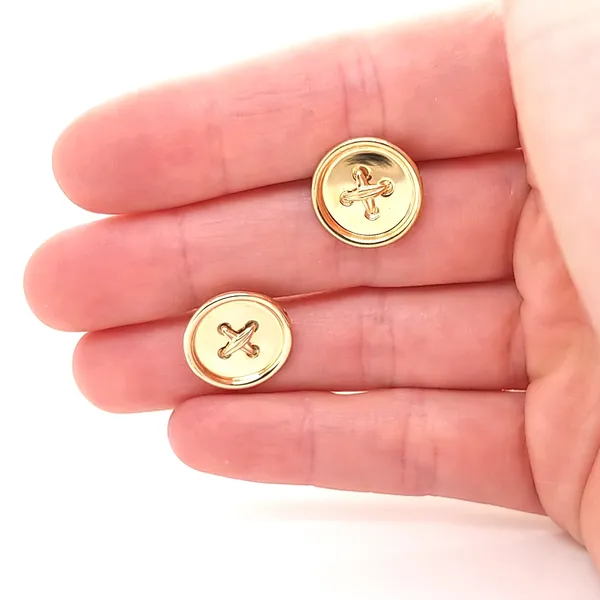 14K Yellow Gold Button Cufflinks Image 2 Jaymark Jewelers Cold Spring, NY