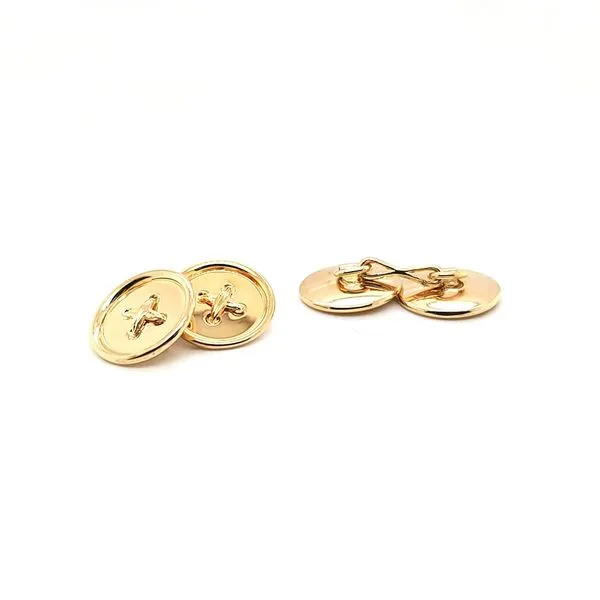 14K Yellow Gold Button Cufflinks Image 3 Jaymark Jewelers Cold Spring, NY