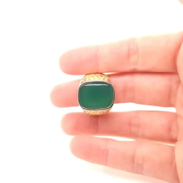 18K Yellow Mens Ring with Gem Sillica Image 2 Jaymark Jewelers Cold Spring, NY