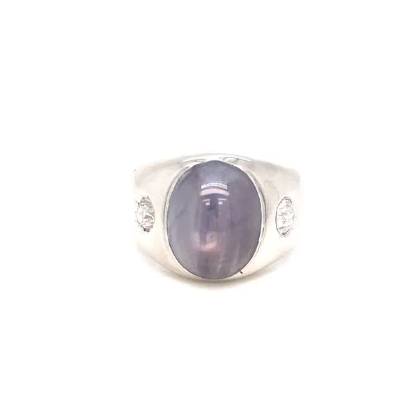 14K White Gold Purple Star Sapphire and Diamond Men's Ring Jaymark Jewelers Cold Spring, NY